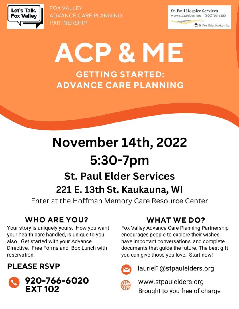 Advance care planning seminar offered by St. Paul Elder Services, Fox